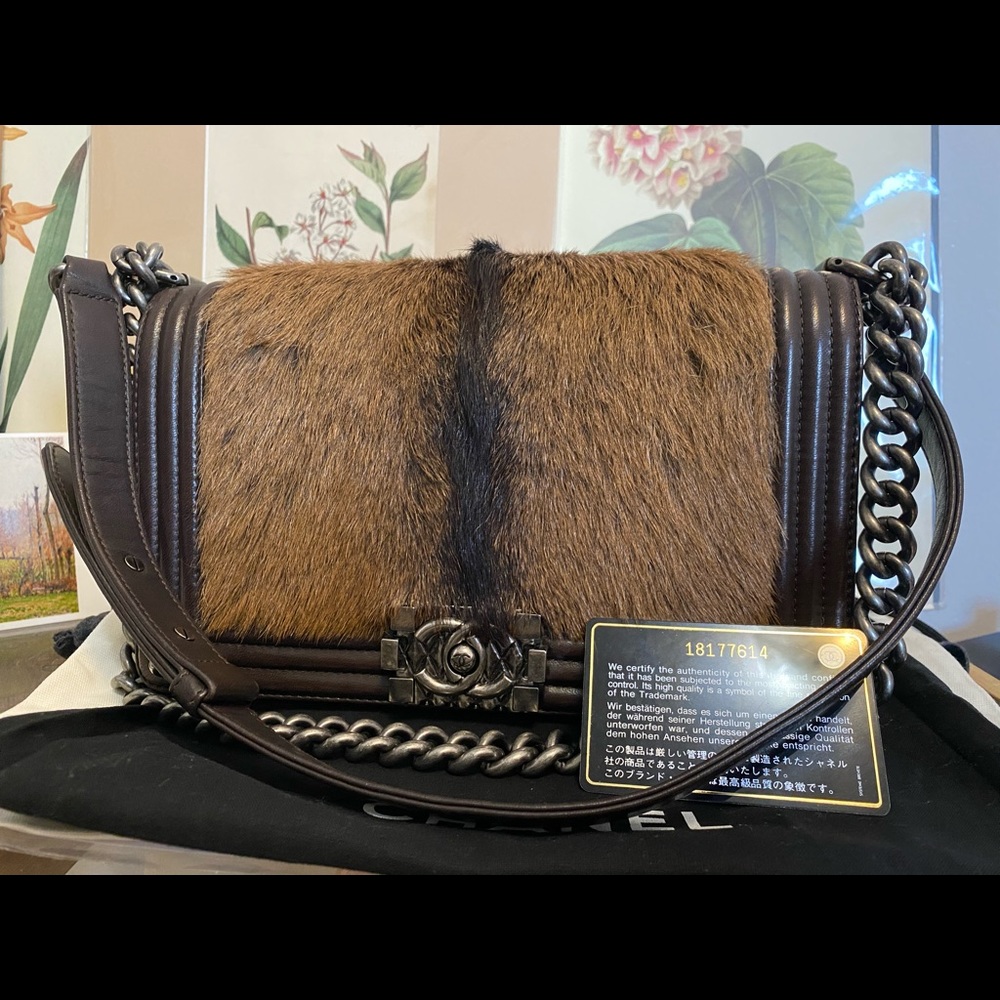 Boy Flap Bag Fur with Leather Old Medium